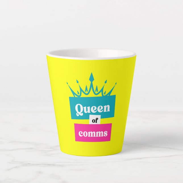 Queen of comms latte mug (Front)
