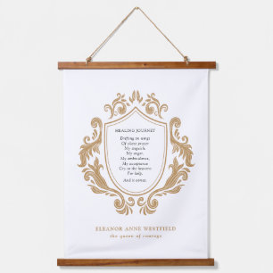 Queen of Courage Healing Journey Poem Gold Baroque Hanging Tapestry