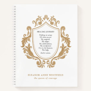 Queen of Courage Healing Journey Poem Gold Baroque Notebook