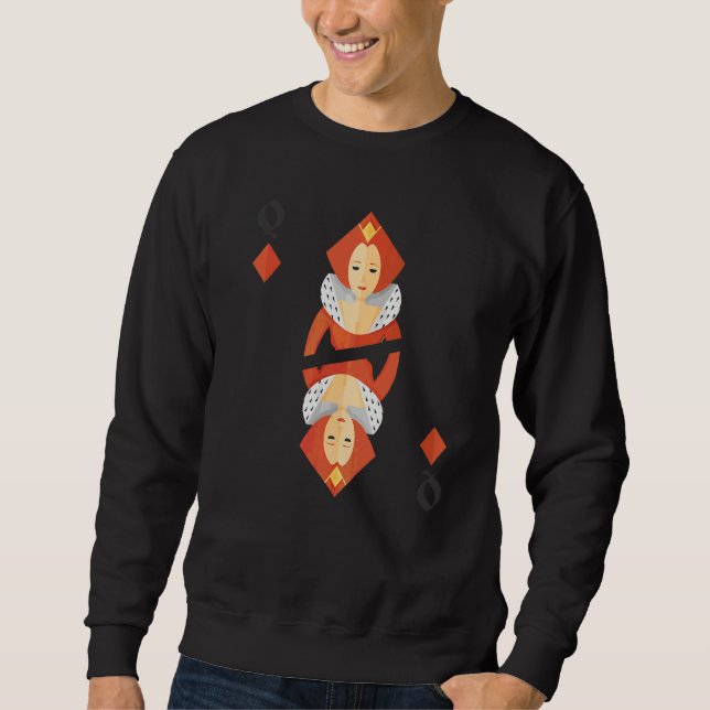 Queen Of Diamonds Deck Of Cards Halloween Group Co Sweatshirt (Front)