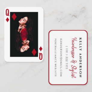 Queen of Diamonds Feminine Photo Hairdresser Business Card