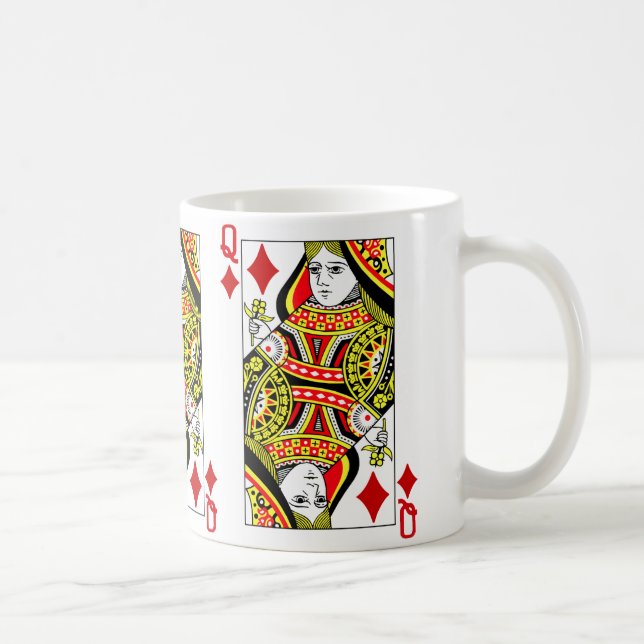 Queen Of Diamonds Playing Card Coffee Mug (Right)
