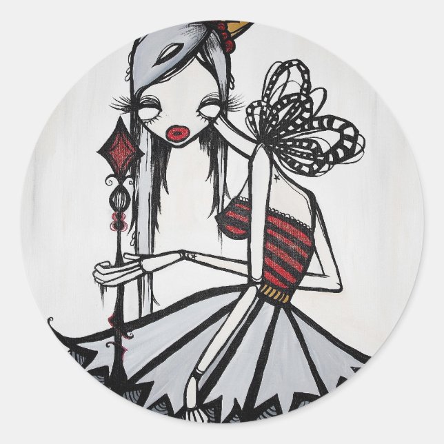 "Queen of Diamonds" Round Stickers (Front)