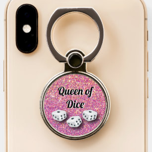 Queen of Dice Girly Pink Glitter Phone Ring Stand