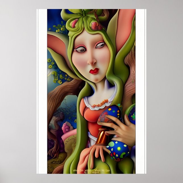 Queen of Eggs - AI Fantasy Surrealist Art Print (Front)