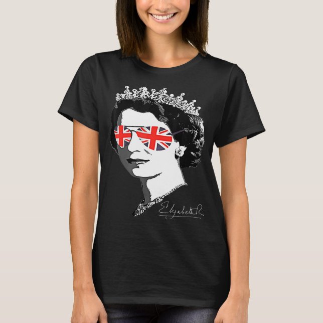Queen of England Queen Mother Retro Sun Queen of E T-Shirt (Front)
