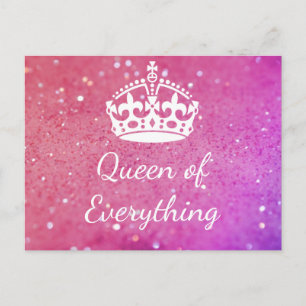 Queen of Everything Crown Pink Bokeh Postcard