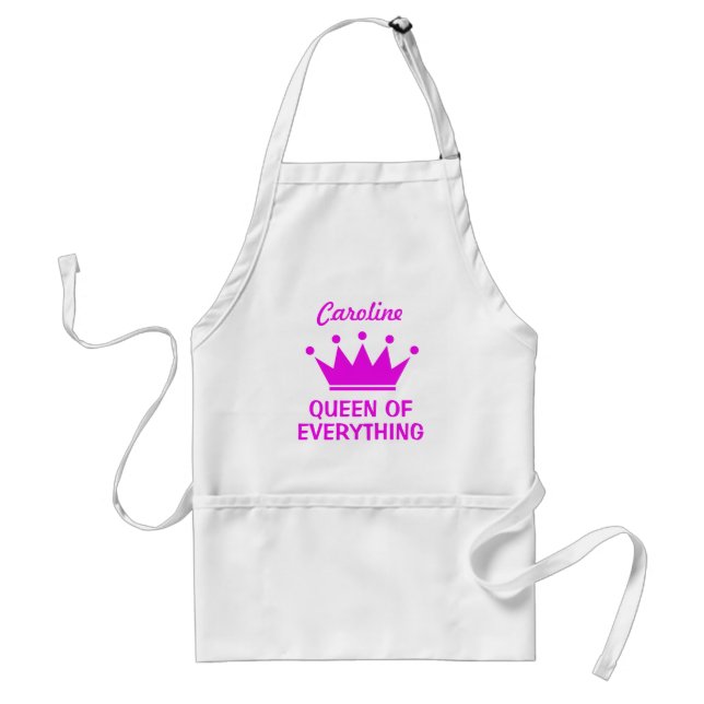 Queen of everything funny kitchen apron for women (Front)