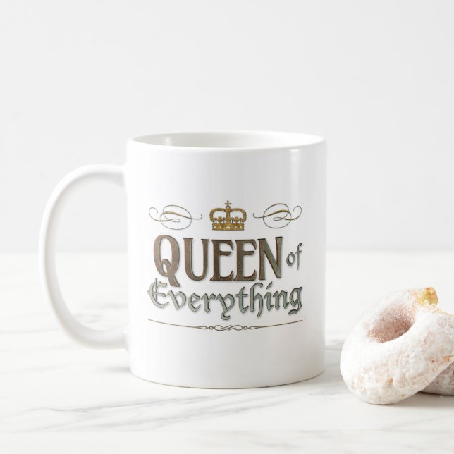 QUEEN of Everything Mediaeval Royal Mother's Day Coffee Mug (With Donut)