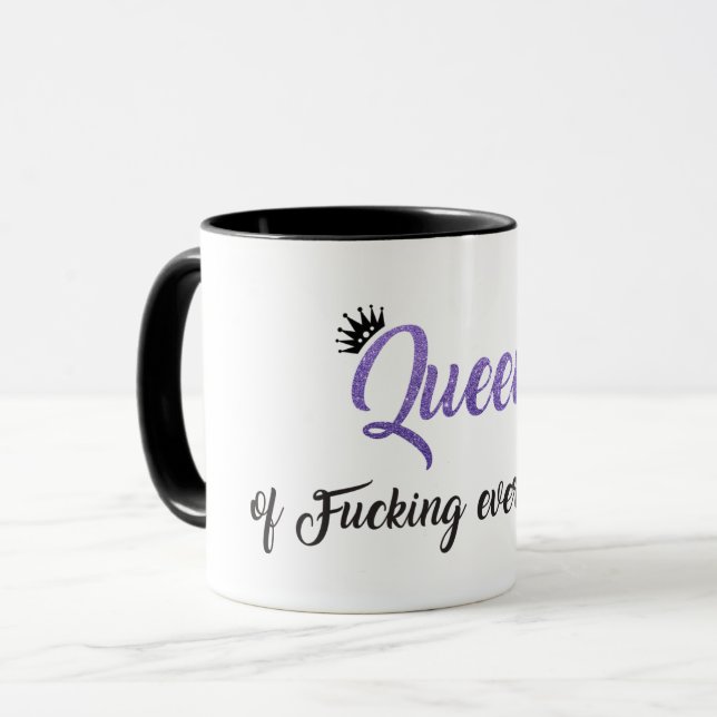 Queen of f*cking everything ! Purple glitter Mug (Front Left)