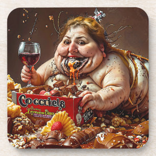 “Queen of Gluttonous Decay” Colourful Portrait Coaster