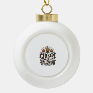 Queen of Halloween Vintage Skull Pumpkin Shirt Des Ceramic Ball Christmas Ornament