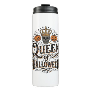 Queen of Halloween Vintage Skull Pumpkin Shirt Des Thermal Tumbler