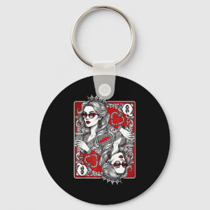 Queen Of Heart Playing Card Coffee Lover Gambling  Key Ring