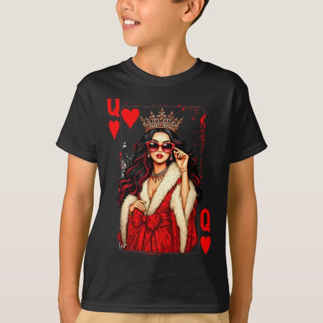 Queen Of Heart Playing Card Love Valentine Outfit  T-Shirt (Front)