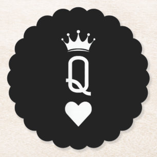 Queen of Heart Playing Card Vintage Crown Matching Paper Coaster