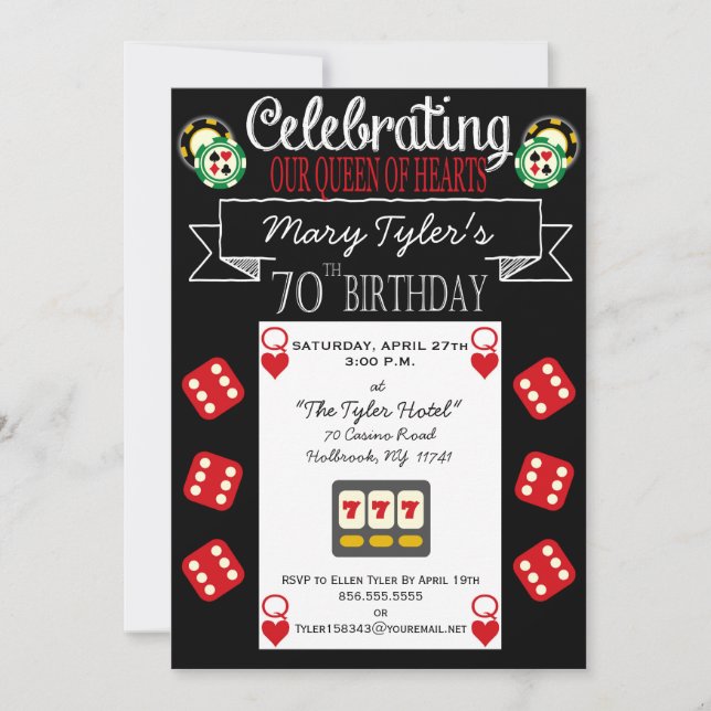 Queen of Hearts 70th Birthday Party Invitation (Front)