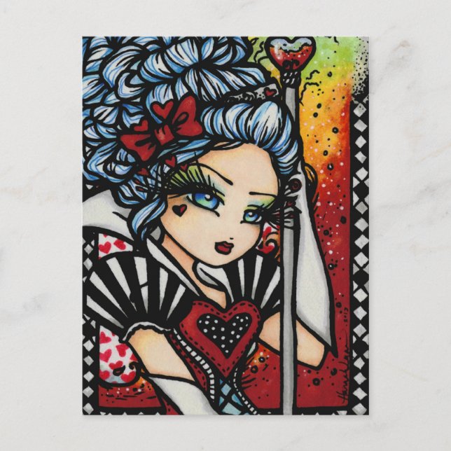 Queen of Hearts Alice Fairy Fantasy Art Girl Postcard (Front)