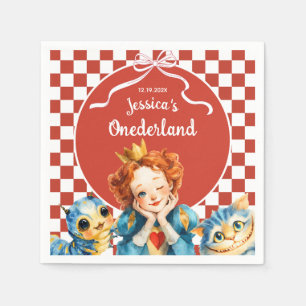 Queen of Hearts Alice in ONEDERLAND 1st Birthday Napkin
