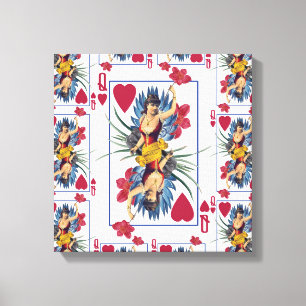 Queen of Hearts and Flowers Canvas Print