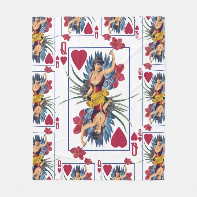Queen of Hearts and Flowers Fleece Blanket (Front)