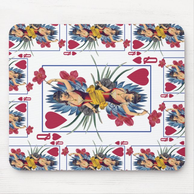 Queen of Hearts and Flowers Mouse Pad (Front)