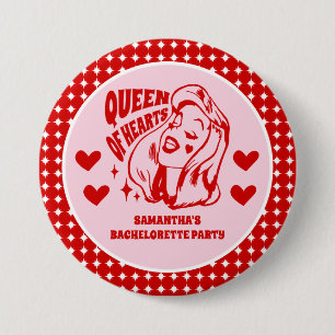 Queen of Hearts Bachelorette Party 7.5 Cm Round Badge