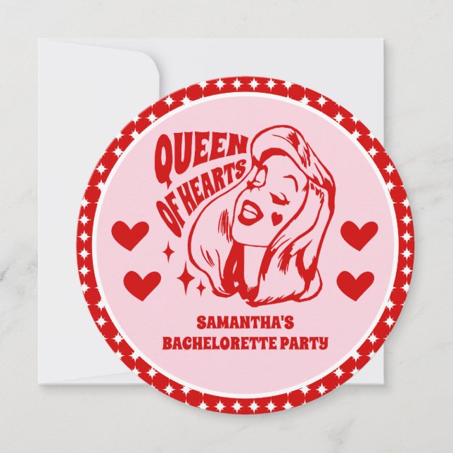 Queen of Hearts Bachelorette Party Invitation (Front)
