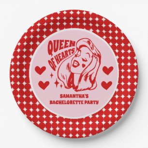 Queen of Hearts Bachelorette Party Paper Plate