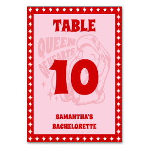 Queen of Hearts Bachelorette Party Table Number