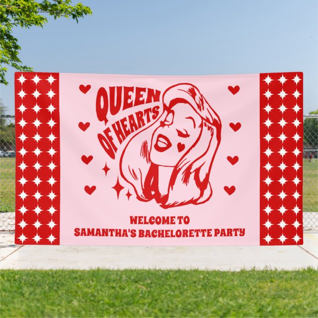 Queen of Hearts Bachelorette Party Welcome Banner (Outside)