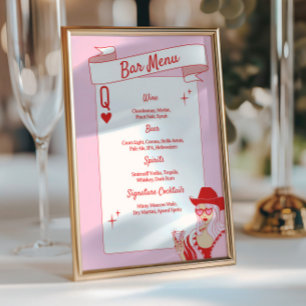 Queen of hearts Bar Menu Pink Red