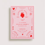 Queen of Hearts Birthday Invitation<br><div class="desc">A vintage playing card inspired Queen of Hearts and Alice in wonderland themed birthday party invitation design in a bright red and light pink colour palette with heart and flower details.</div>