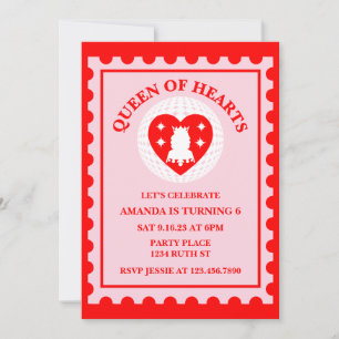 Queen Of Hearts Birthday Party Postage Stamp Invitation