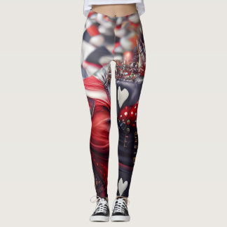 Queen of Hearts Black and Red Unique Fashion Leggings