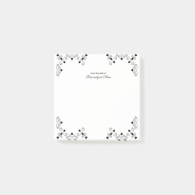 Queen of Hearts - Black  Post-it Notes (Front)