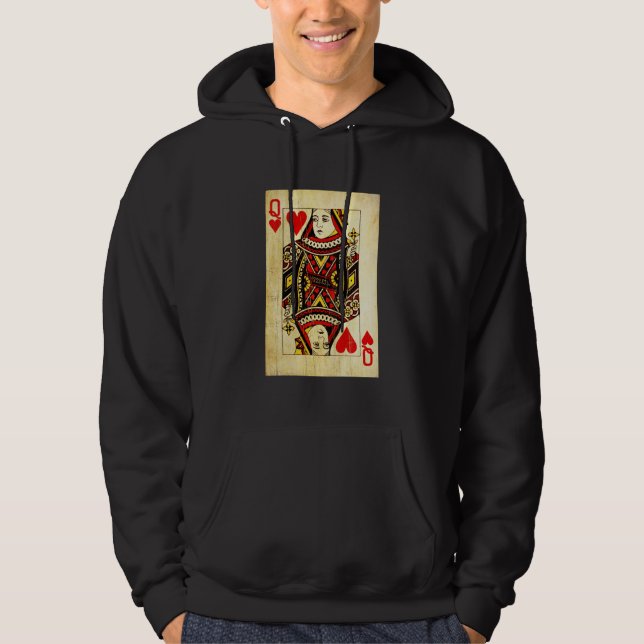 Queen Of Hearts Card Deck Old Hoodie (Front)
