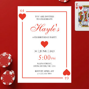 Queen of Hearts Casino Playing Cards 64th Birthday