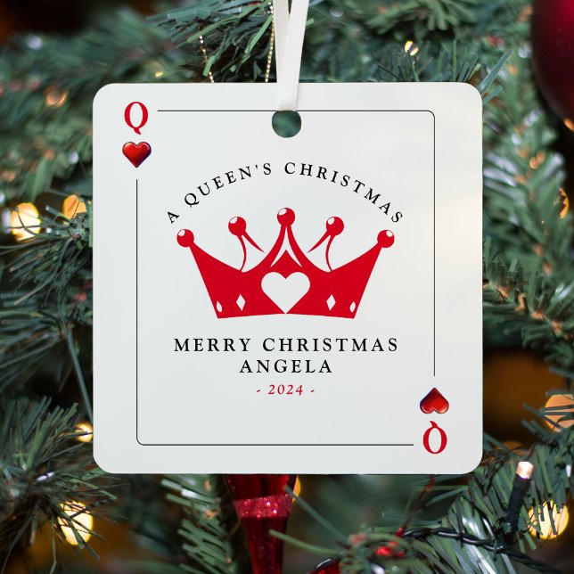Queen of Hearts Casino Poker Card Christmas Metal Tree Decoration (Queen of Hearts Casino Poker Card Christmas Metal Ornament
)