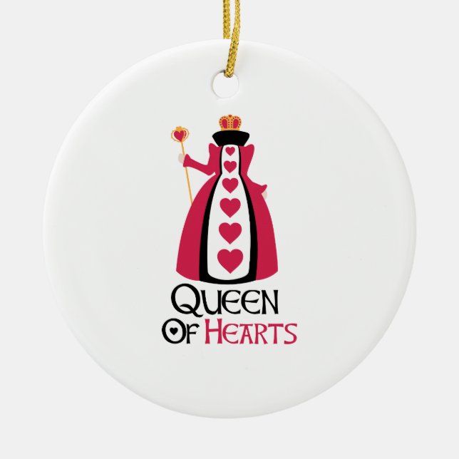 Queen Of Hearts Ceramic Tree Decoration (Front)