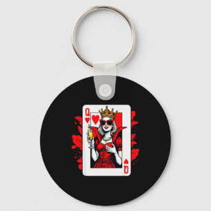 Queen Of Hearts Champagne Lover Womens Ladys Valen Key Ring
