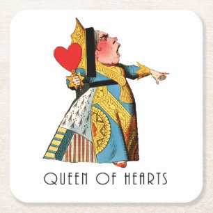 Queen of Hearts Classic Alice and Wonderland Square Paper Coaster