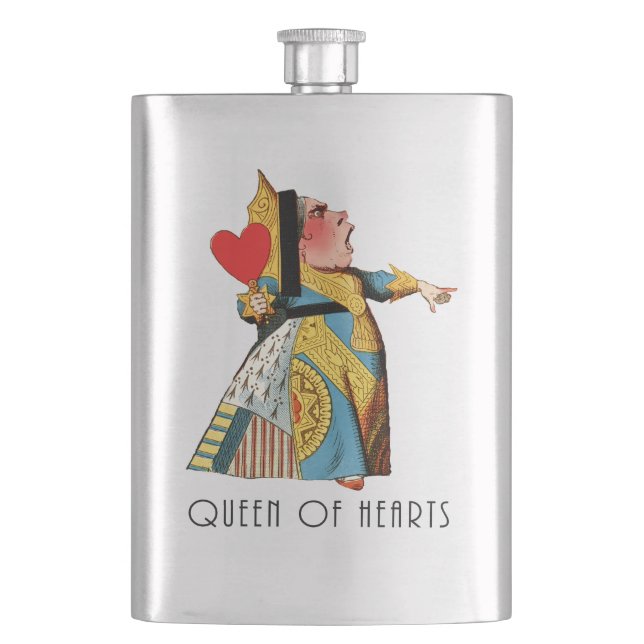 Queen of Hearts Classic Alice in Wonderland Hip Flask (Front)