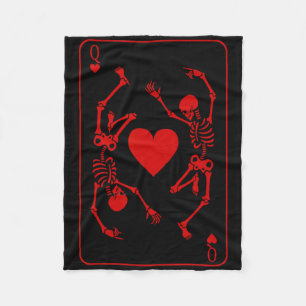 Queen Of Hearts Costume Skeleton Halloween Playing Fleece Blanket