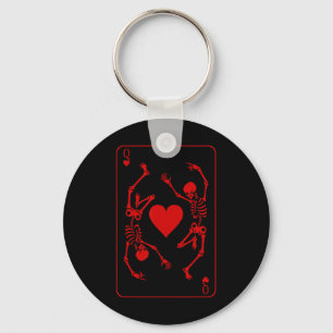 Queen Of Hearts Costume Skeleton Halloween Playing Key Ring