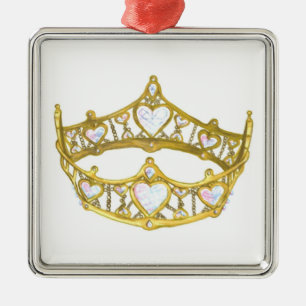 Queen of Hearts crown square ornament