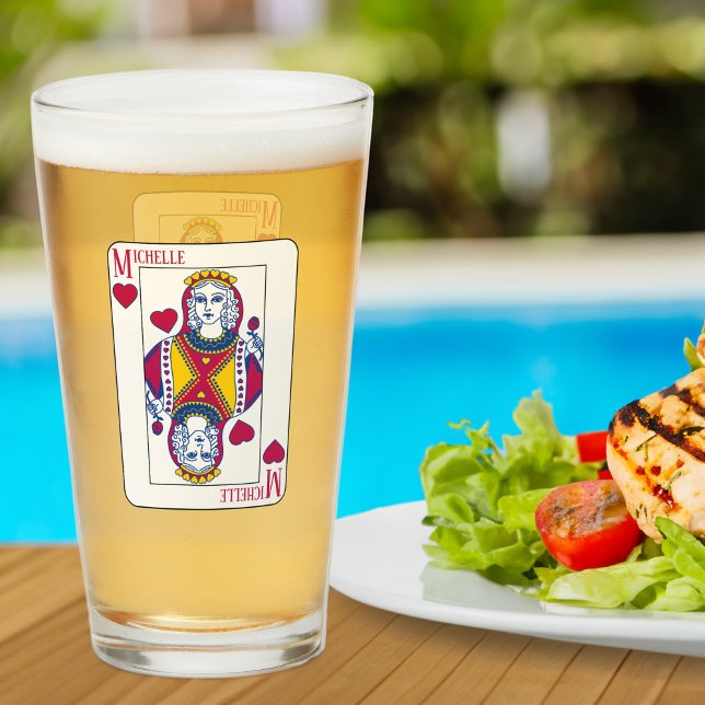 Queen of Hearts Custom Name Playing Card Glass (Creator Uploaded)