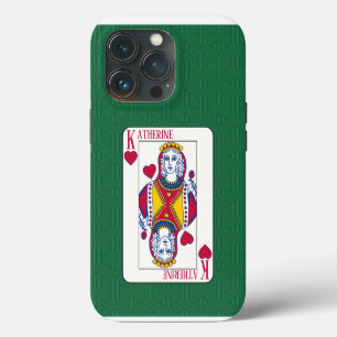 Queen of Hearts Custom Name Playing Card iPhone 13 Pro Case