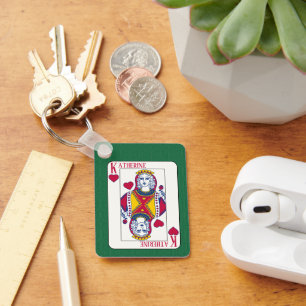Queen of Hearts Custom Name Playing Card Key Ring