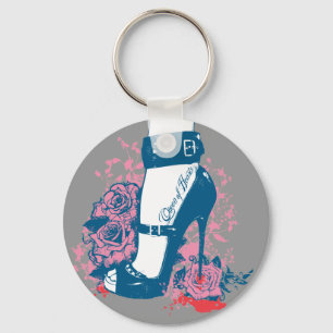 Queen of hearts edgy shoe design key ring